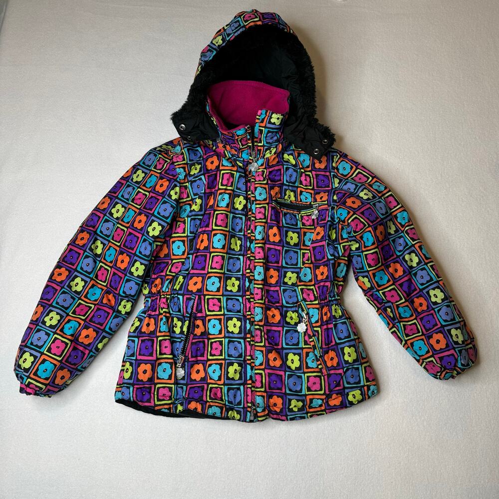 Jupa Sports Girls Winter Ski Jacket Coat Size‎ 12 Flower Removal Hood Full Zip